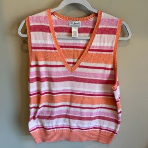 L.L. Bean Striped Lambs Wool Sweater Vest XL
